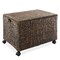 Casafield Rolling Storage Basket Cart with Lid and Locking Wheels - Handwoven Water Hyacinth Divided Recycling Sorting Bin for Kitchen, Laundry Room, Garage